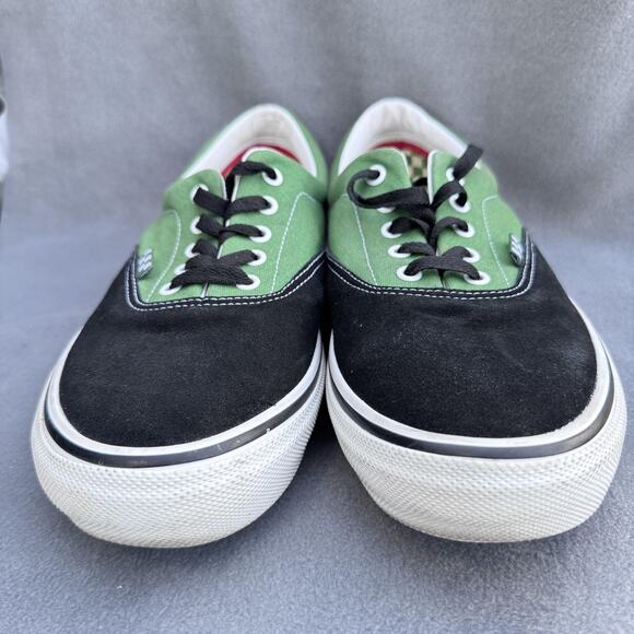 Vans Era Shoes Mens Size 12‎ Black Green Suede Canvas Skate POP Low Top Classic - Picture 4 of 9